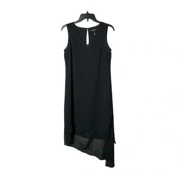 1857. WHITE HOUSE BLACK‎ MARKET ASYMMETRICAL DRESS/TUNIC SIZE 2 BLACK IN COLOR - Picture 2 of 10